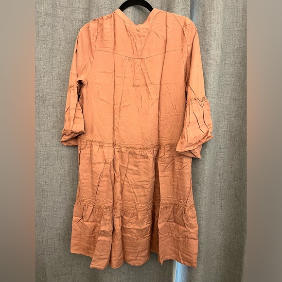 Moss Rose Women's Summer Button Down V Neck Casual Loose Flowy Tunic Dress - Picture 9 of 9